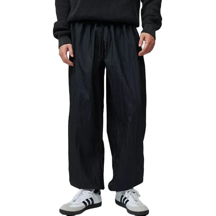 Pantalones cortavientos de nailon 100% personalizados para hombre, cintura elástica, pantalones de talla grande para hombre, pantalones de nailon