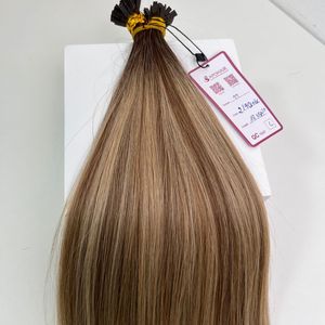 16インチ天然波ストレートスタイル二重描画ケラチン染めレミーヘアウェフトエクステンション<span class=keywords><strong>6</strong></span>/5Q + 4Qフラットチップ