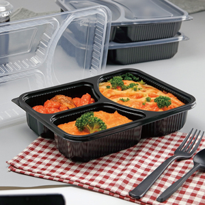 Thân thiện với môi lấy đi dùng một lần 3 ngăn hộp đựng thức ăn Lò vi sóng nhựa hộp vuông với nắp cho nhà hàng & Đảng - Product Image 2