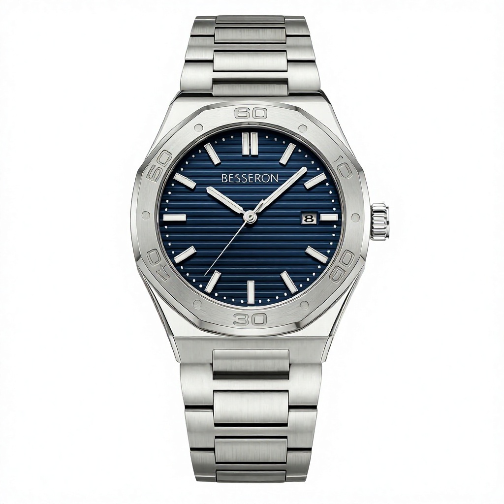 Reloj de hombre con esfera azul.