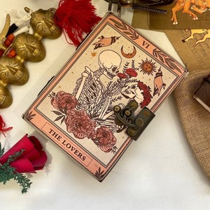 <strong>Book</strong> of Spells Grimoire Printed the Lovers Tarot Notebook Spiral Gothic Notebook Skull Lover Antique Journals
