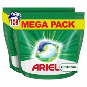 Ariel All-in-1 bakla yıkama sıvısı çamaşır deterjanı tablet/kapsül, Lenor durdurulamaz ile 120 yıkar (60X2)