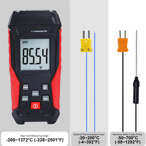 Termopar digital Termómetro tipo K Sonda de acero inoxidable y con cable Sensor de temperatura Función de retroiluminación de retención de datos - Product Image 6