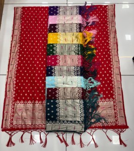 Raghuveer kreasyonlar kadın zarif 100% Rayon Chanderi kumaş Dupatta dizisi ile çalışmak yumuşak hafif hint pakistan - Product Image 3