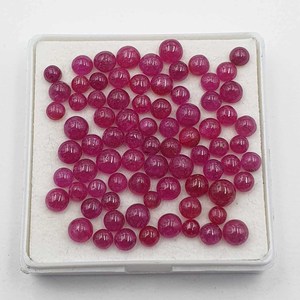 ナチュラルレッドルビーラウンドカボションルースジェムストーンロット1.50-5 MM、ジュエリー作りのための良質のルビージェムストーンルビーストーン
