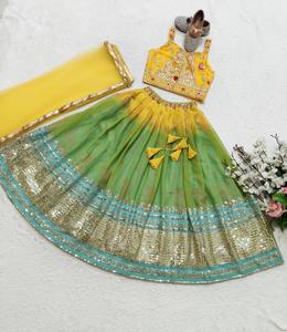 现成的儿童女孩<span class=keywords><strong>lehenga</strong></span> choli派对穿eid印度女孩设计师服装