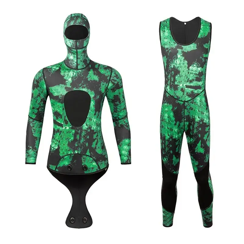 Camo spearfishing wetsuits người đàn ông 3mm /5mm Neoprene 2-mảnh trùm đầu siêu căng lặn phù hợp với/wetsuits mặc