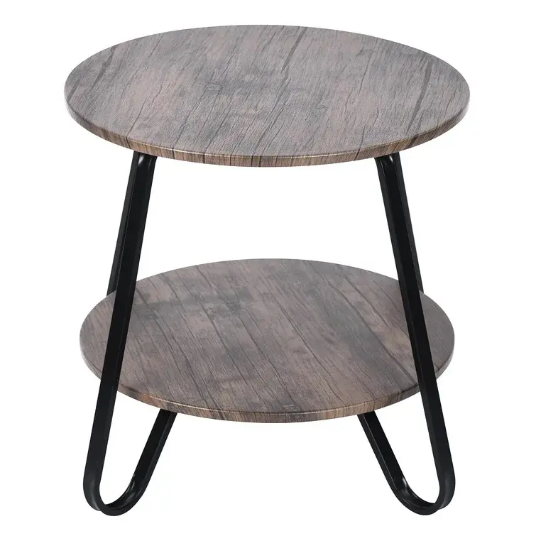 Top Ranking Hot Selling Nieuwe Ronde Houten En Metalen Bijzettafel Voor Woonkamer Slaapkamer Side Sofa Table Home Office