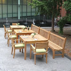 厨房用实心柚木户外餐桌矩形花园露台桌 - Product Image 2