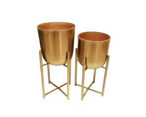 Silver Finished Set of <strong>2</strong> <strong>Planters</strong> Different Sizes Metal <strong>Planter</strong> for Garden Decoration Top Selling Steel Hammered <strong>Planters</strong> - Product Image 6
