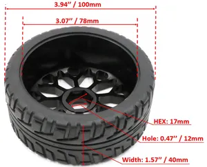 2pcs rc 1/8 סגסוגת אלומיניום גלגלי rims hex 17 מ "מ ועגלה 1:8 על צמיג כביש