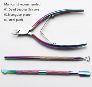 Aço inoxidável unha Clippers com lâmina reta ponta afiada empurrar unha plaina ferramenta para remover a pele morta