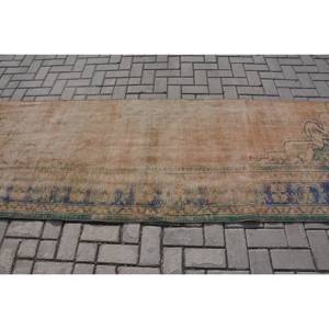 Cổ Điển Thổ Nhĩ Kỳ Thảm Màu Be Màu Xanh 3.1x8.5ft <span class=keywords><strong>Handmade</strong></span> Sang Trọng Tabriz Phong Cách Len <span class=keywords><strong>Polyester</strong></span> Chắp Vá Hành Lang Hình Chữ Nhật Cao Su Được Ủng - Product Image 3