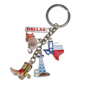 Fabrika Dallas hediyelik eşya anahtarlık kovboy çizmesi hayvan sıçan 5 Charm özel emaye anahtarlık Texas State harita Metal anahtarlık - Product Image 1