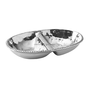 Hot Selling Silver <strong>Double</strong> Compartment Serving <strong>Tray</strong> <strong>With</strong> Elegant Design and Polished Finish Perfect for Stylish Entertaining - Product Image 1