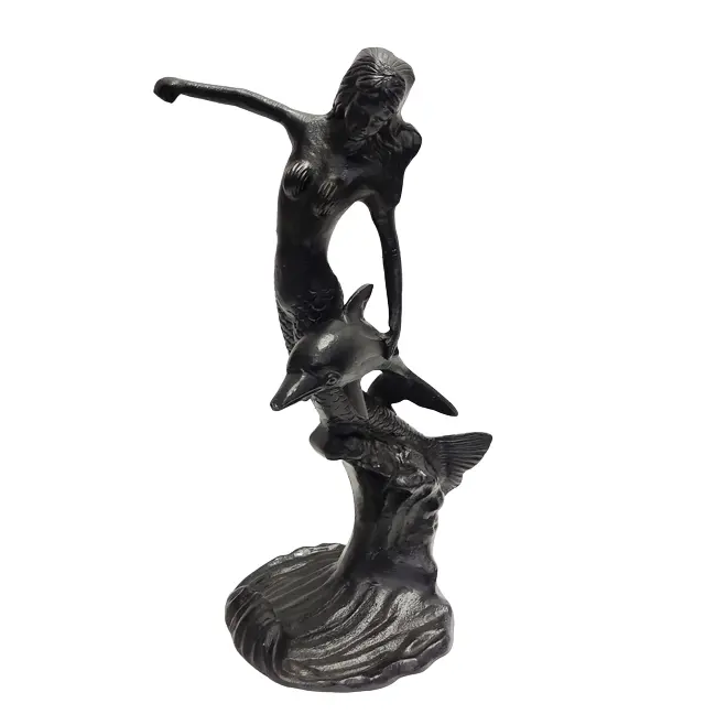 Atractivo arte desnudo bailando chica escultura de bronce moderna diosa voladora estatua de Metal fundido pequeña decoración del hogar adorno artesanal