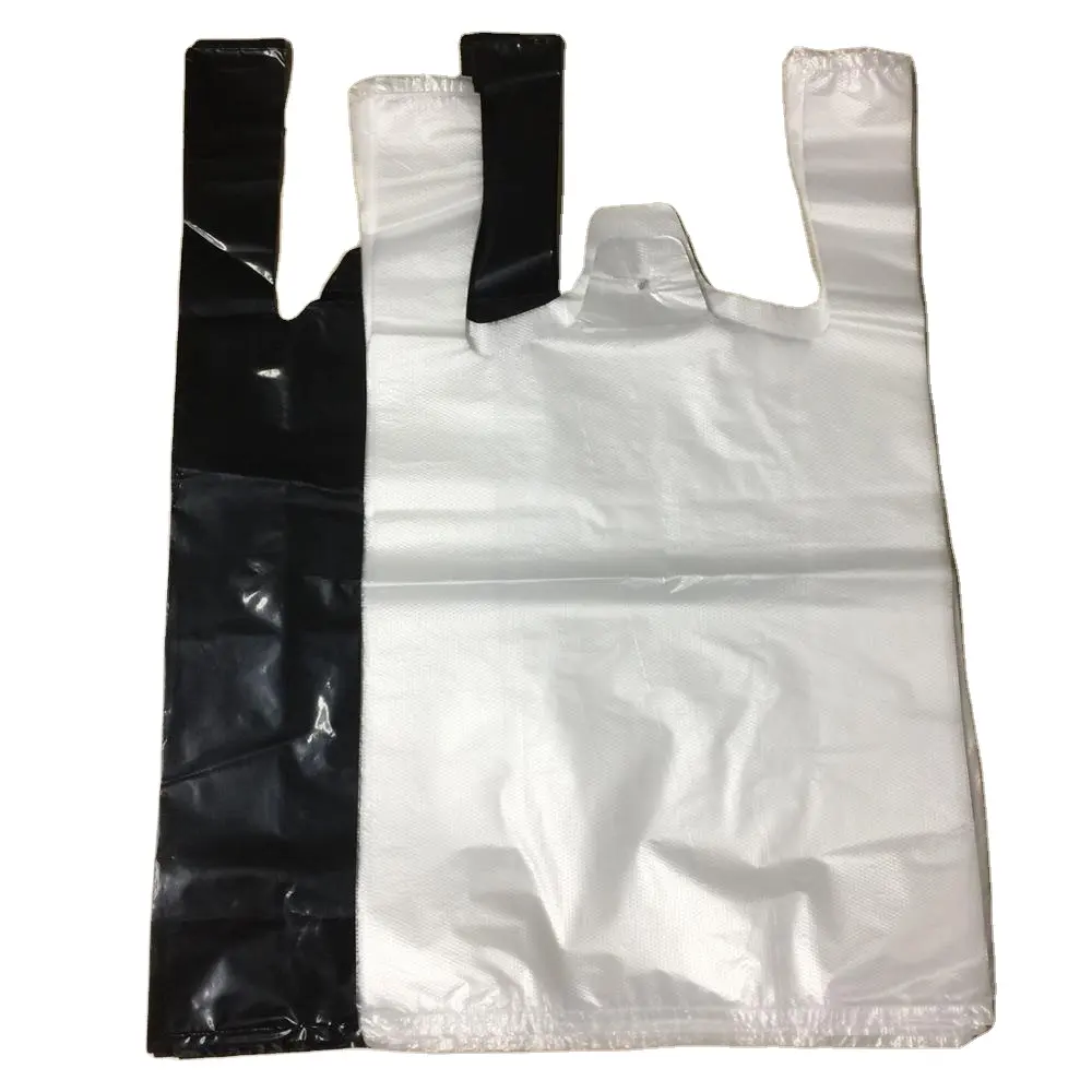 Bolsas de plástico Lisas para camisetas en blanco y negro, bolsas para Camisetas hechas en Vietnam, bolsas de polietileno transparentes de alta calidad para paquetes de alimentos