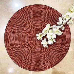 Round <strong>Table</strong> <strong>Mat</strong> Place <strong>Mat</strong>, Side <strong>Table</strong> <strong>Mat</strong>, Doilies, Washable 40 cm <strong>Size</strong> (Burgandy-Tan Melange) for <strong>Table</strong> and Kitchen Decoration - Product Image 1