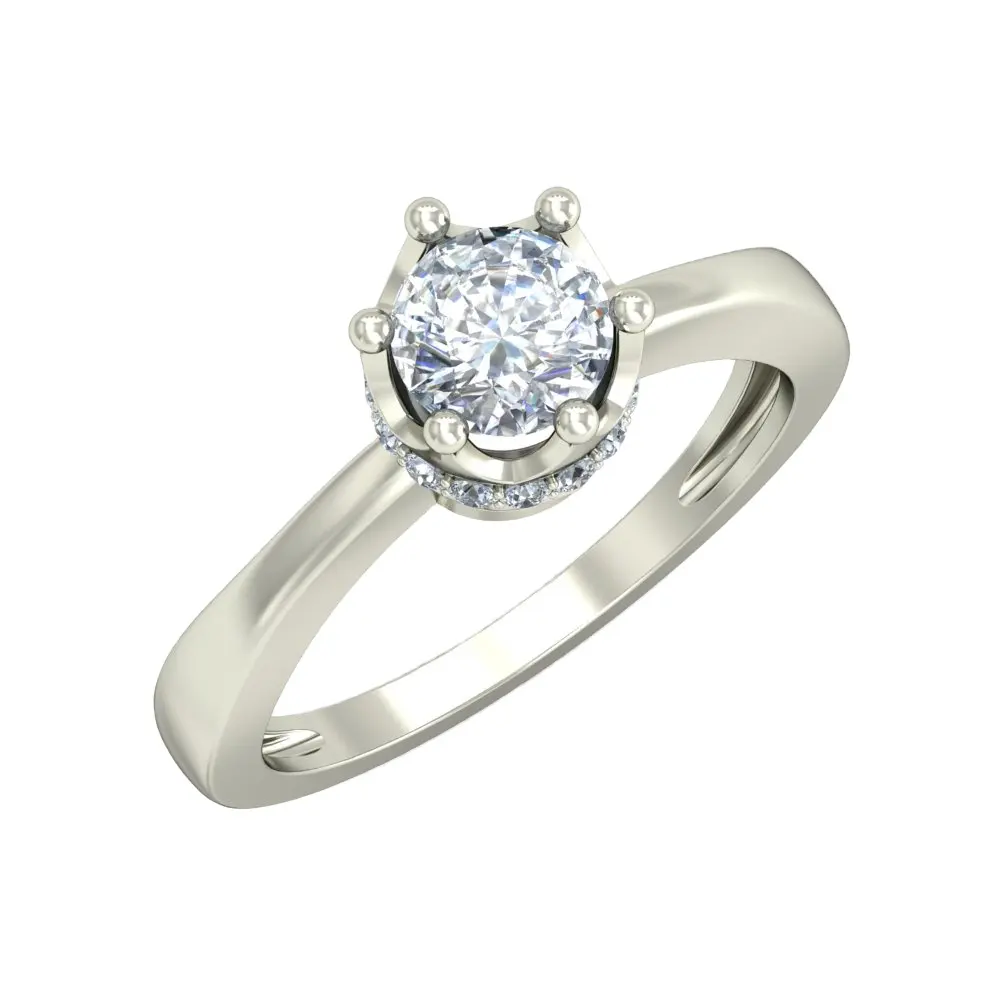 프리미엄 18K 화이트 골드 랩 그로운 베젤 다이아몬드 세팅 솔리테어 약속 반지 저렴한 비용으로 소녀들을위한 약혼 가능
