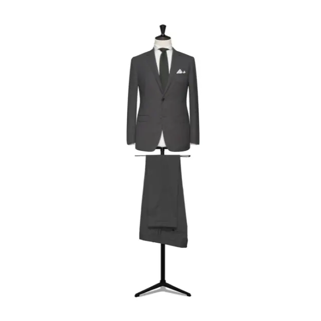 Producto de lujo transpirable Traje de dos botones Alto trenzado ligero gris personalizable ropa de hombre lista para usar para el Día del Padre