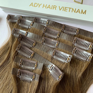 100% 人发延伸工厂双拉真原始天然人头马隐形无缝夹 - Product Image 2