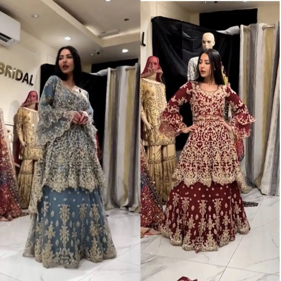 Pulpari מעצב שמלה פקיסטני עיצוב שמלות swar kameez וחליפה עם דופאטה כבדה הודית