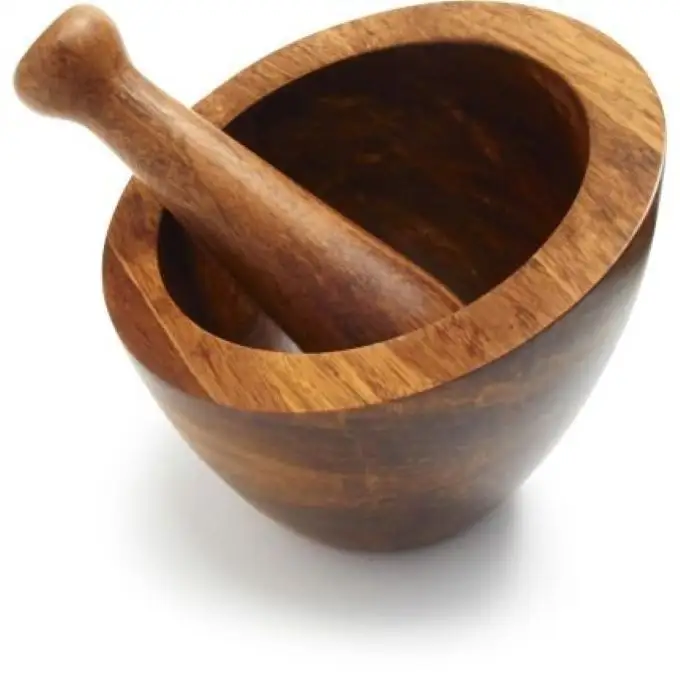 Juego de mortero y Maja hechos a mano con mortero de ajo de madera, molinillo de prensa de pimienta y ajo de concha de madera grande, indio hecho a mano mixto