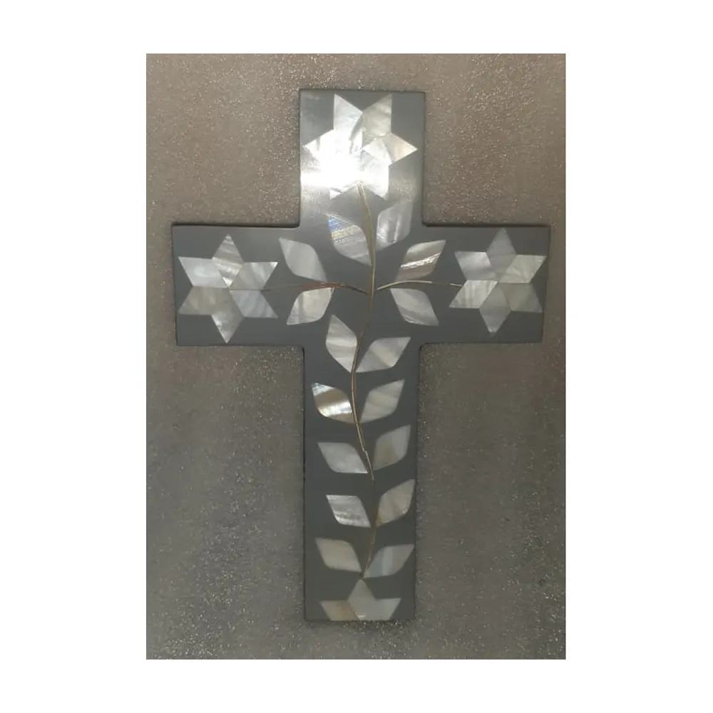Cruz religiosa con perla Madre, artesanía de madera personalizada, venta al por mayor, accesorios de uso múltiple, Cruz de iglesias