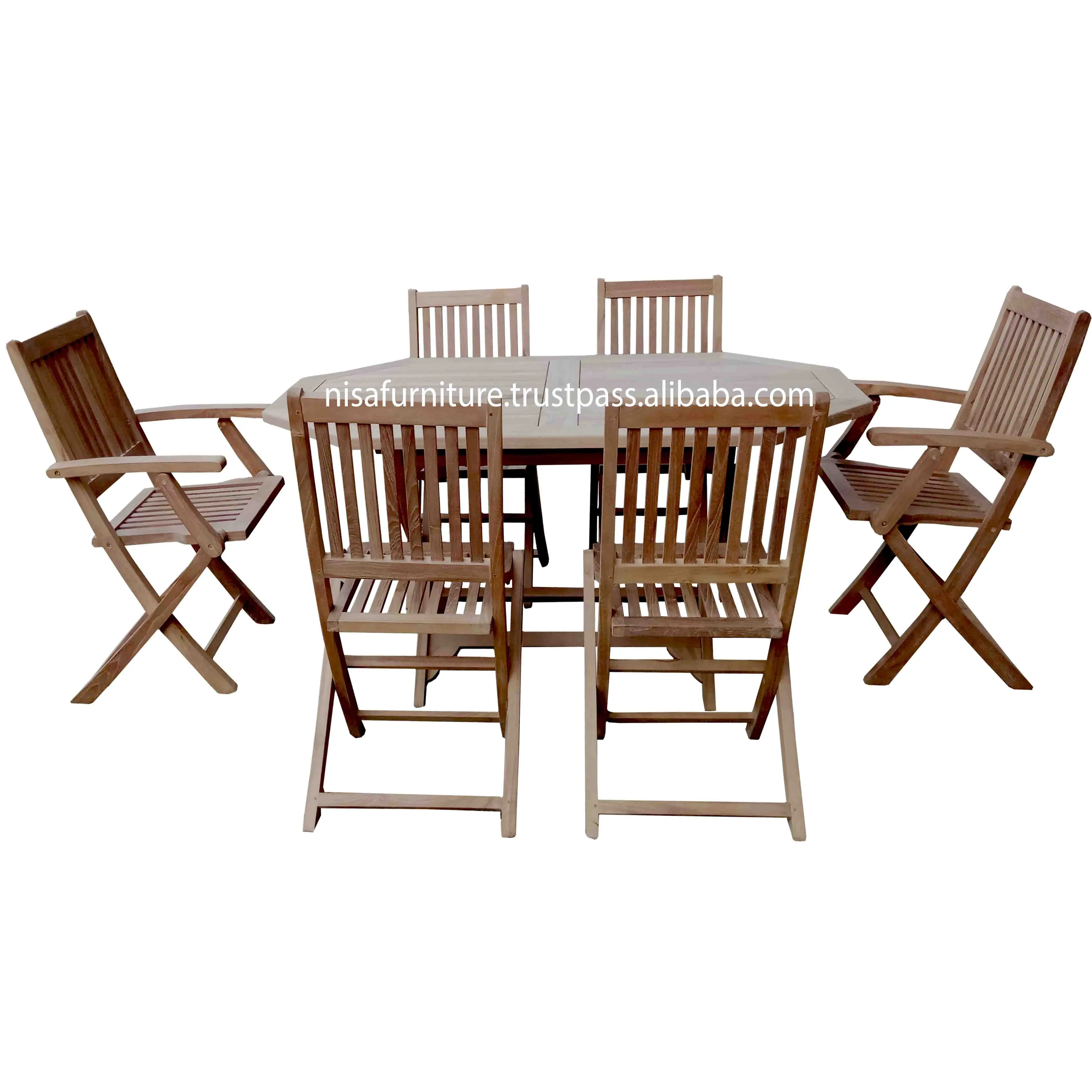 Sedie e tavoli da pranzo pieghevoli da giardino all'aperto con Patio in Teak all'ingrosso set di mobili