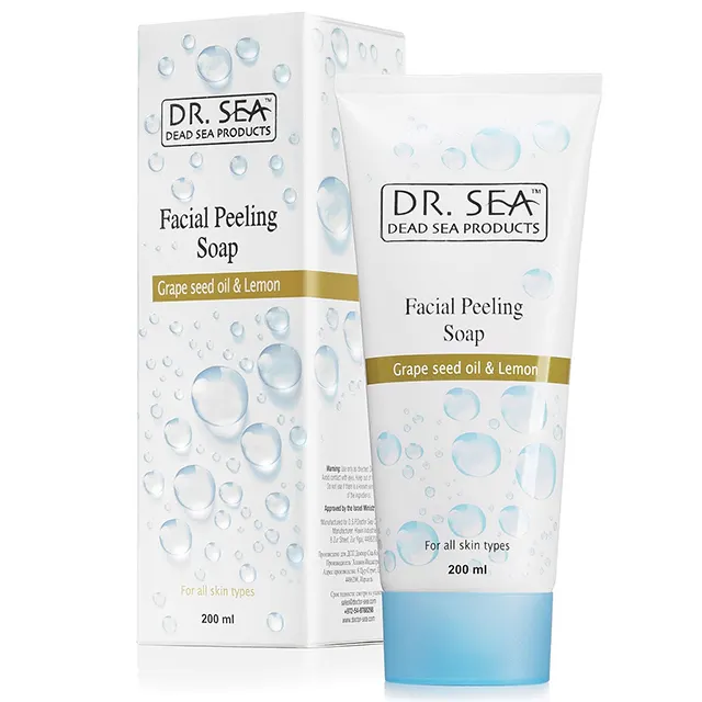 Jabón exfoliante Facial con aceite de semilla de uva y extracto de limón, productos cosméticos del Dr. SEA, Mar Muerto, certificado por Israel, muestras gratis