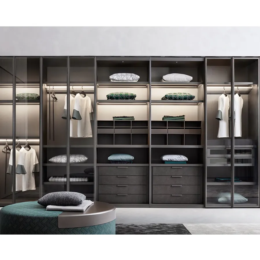 Design moderne ajusté vêtements armoire chambre meubles quincaillerie accessoires poignée, cintres, tiroirs porte coulissante pour armoires