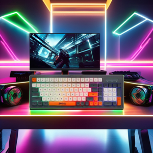 Teclado de membrana de iluminación con cable Jedel, tecla de 3 colores, función Multimedia, interruptor de eje rojo en idioma inglés para Gamer - Product Image 6