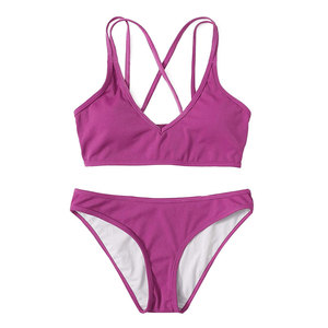 Kadın seksi Bikini seti ön Logo iki adet külot sutyen toplu fabrika fiyat yüksek kalite ters üçgen kesim Haus endüstrileri - Product Image 5