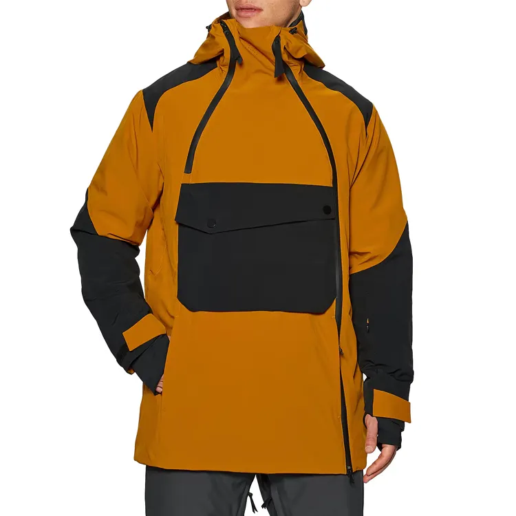 Chaqueta de esquí con capucha para hombre, cortavientos resistente al viento, Jersey impermeable, chaqueta de Snowboard anaranjada