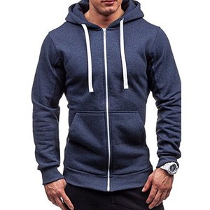 定制男士厚拉链连帽衫冬季保暖连帽夹克套头衫上衣 - Product Image 2