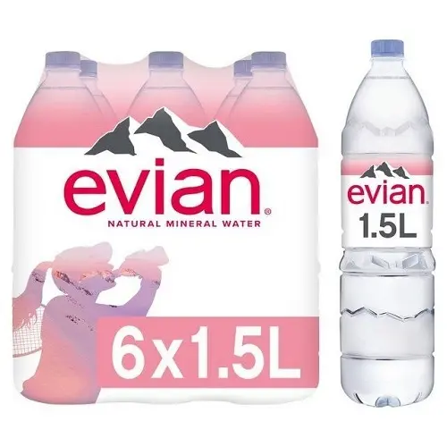 Evian Agua Mineral Natural, 12 x 1L Botellas