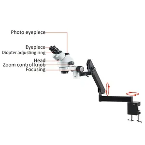 Lente de vidrio esmerilado de precisión de alta definición 3.5X-90X Microscopio estéreo trinocular Herramienta industrial de reparación de computadoras de teléfonos celulares - Product Image 2