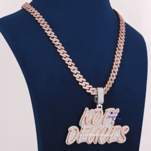 El işi özel Bling 14KT altın iki ton Lab yetiştirilen elmas mektup kolye buzlu Out küba Link zinciri ile herhangi bir fırsat - Product Image 3
