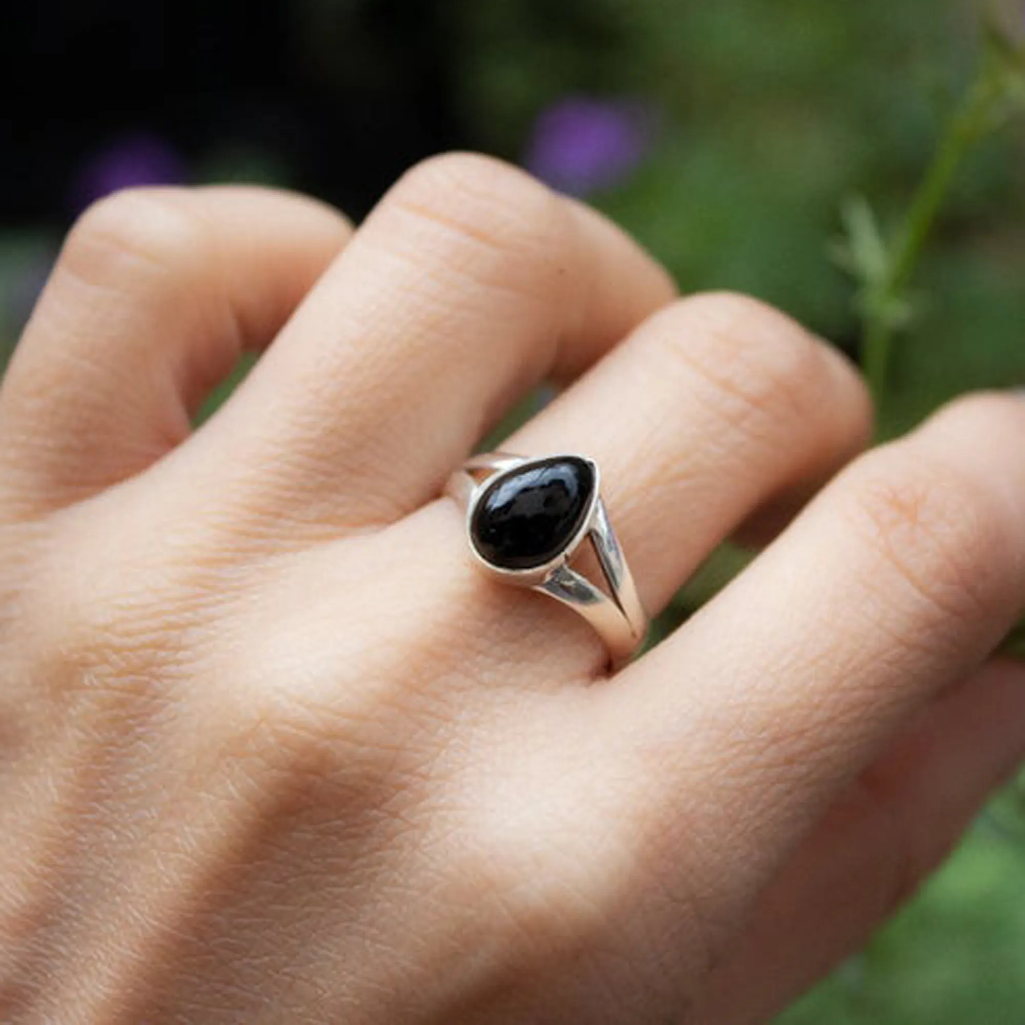 Изысканное кольцо ручной работы из натурального черного оникса с каплями драгоценного камня для женщин, оптовая продажа, однотонное кольцо из 925 стерлингового серебра