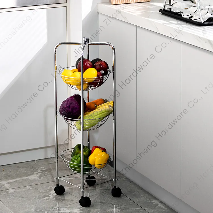 Keuken Organisator Plank Metalen Fruit Groente Houder Opslag Winkelwagen 3 Tier Huishouden Opbergrek Fruit Mand Trolley