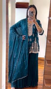 Indian &amp; Pakistan Clothing Gharara Designs <strong>Punjabi</strong> Girl Sexy Beautiful Salwar Suit Neck Designs Sarara Woman Dress Wholesale