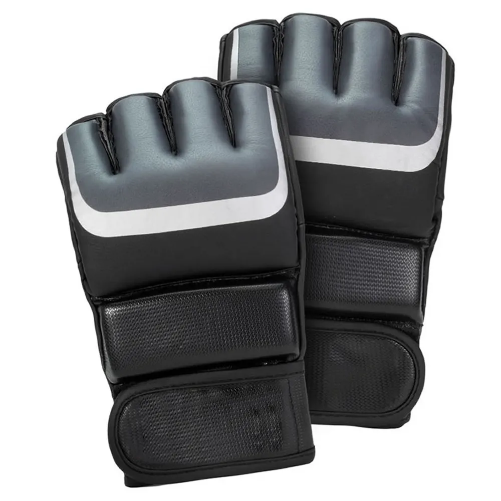 MMA-guantes híbridos blancos de cuero auténtico, de alta calidad, para gimnasio, Fitness, Kickboxing, entrenamiento