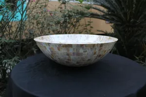 手工制作的金母珍珠浴室洗手盆浴室装饰石头水槽碗独特的贝壳母珍珠洗手盆