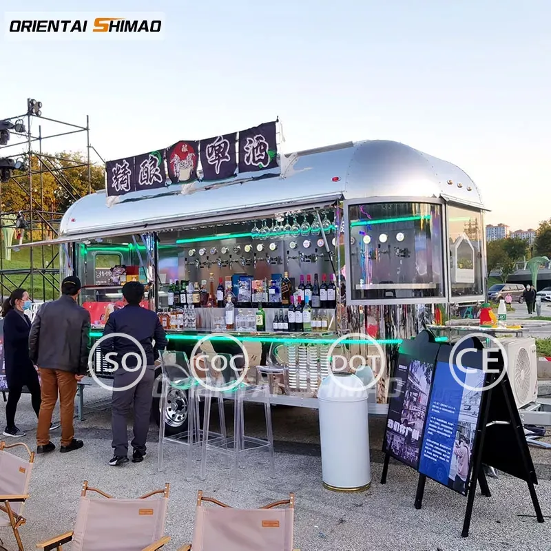 Camión de remolque de comida para la venta, equipo móvil de calentamiento de comida Oriental shimao, carro de café, licencia Expendedora de calle rápida airstream