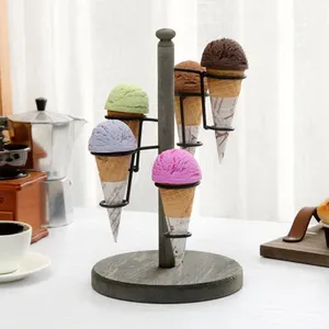 Größte Qualität Schwarz Farbe Pure Iron Ice Cream Cone <span class=keywords><strong>Stand</strong></span> und Halter Neuestes Design Große Größe 5 Löcher Ice Cream <span class=keywords><strong>Stand</strong></span>