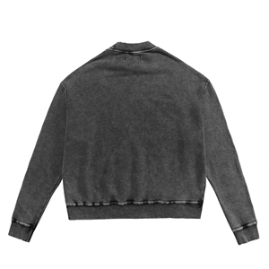 Yüksek kalite ağır pamuk asit yıkama Hoodies boy damla omuz kazak Crewneck baskılı toptan polar polar