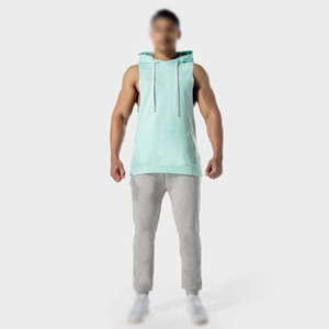 ノースリーブパーカー男性用ボディービル卸売ユニセックス軽量カスタマイズデザイン無地ノースリーブパーカージムウェア