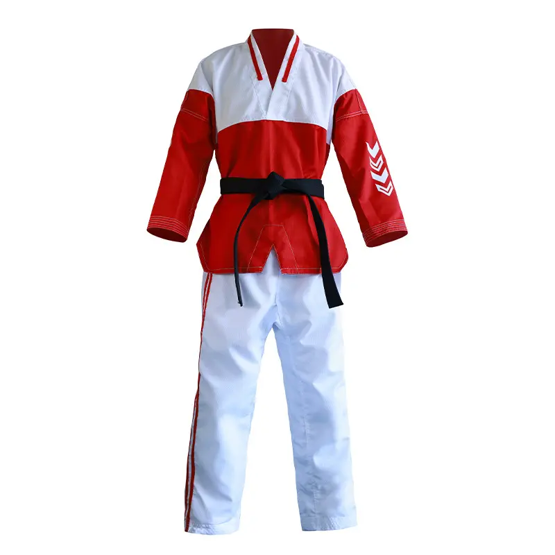 Uniforme de artes marciais WTF para taekwondo, material de alta qualidade, desenho personalizado branco, uniforme respirável TU-0009