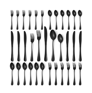 工艺品24件不锈钢甜品勺哑光黑色餐具安全不同尺寸餐具套装 - Product Image 6