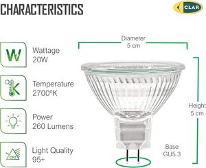 Clar-gu5.3 bóng đèn halogen 12V 20W 35W 50W, độ sáng cao dichroic Spotlight cho chiếu sáng trong nhà và chuyên nghiệp - Product Image 2